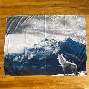 Source Unknown Gray and Blue Tapestry Wall Decor